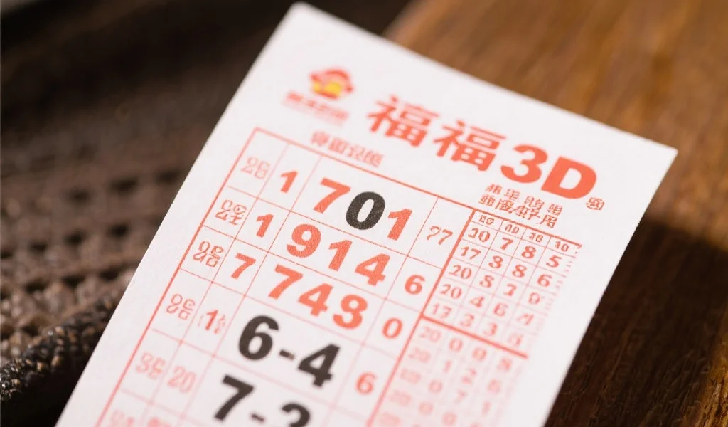 一张展示福彩3D彩票票面的高清图片,清晰可见票面上的数字和投注区